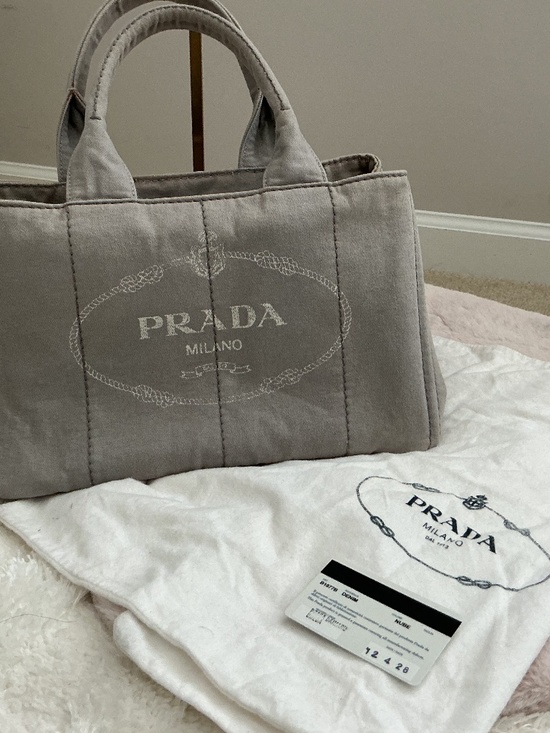 Prada Gray Denim Canapa Handbag - Picture 1 of 4